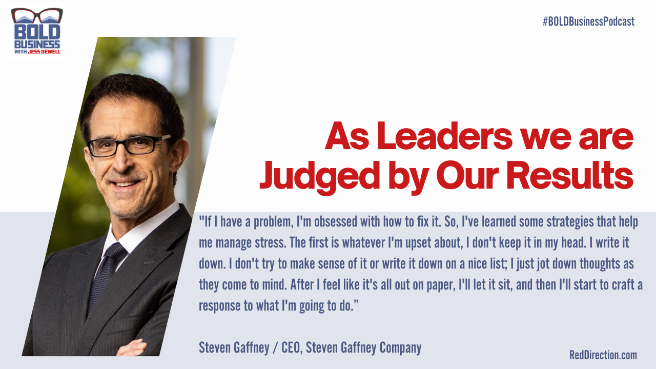 As Leaders we are Judged by Our Results - Steven Gaffney
